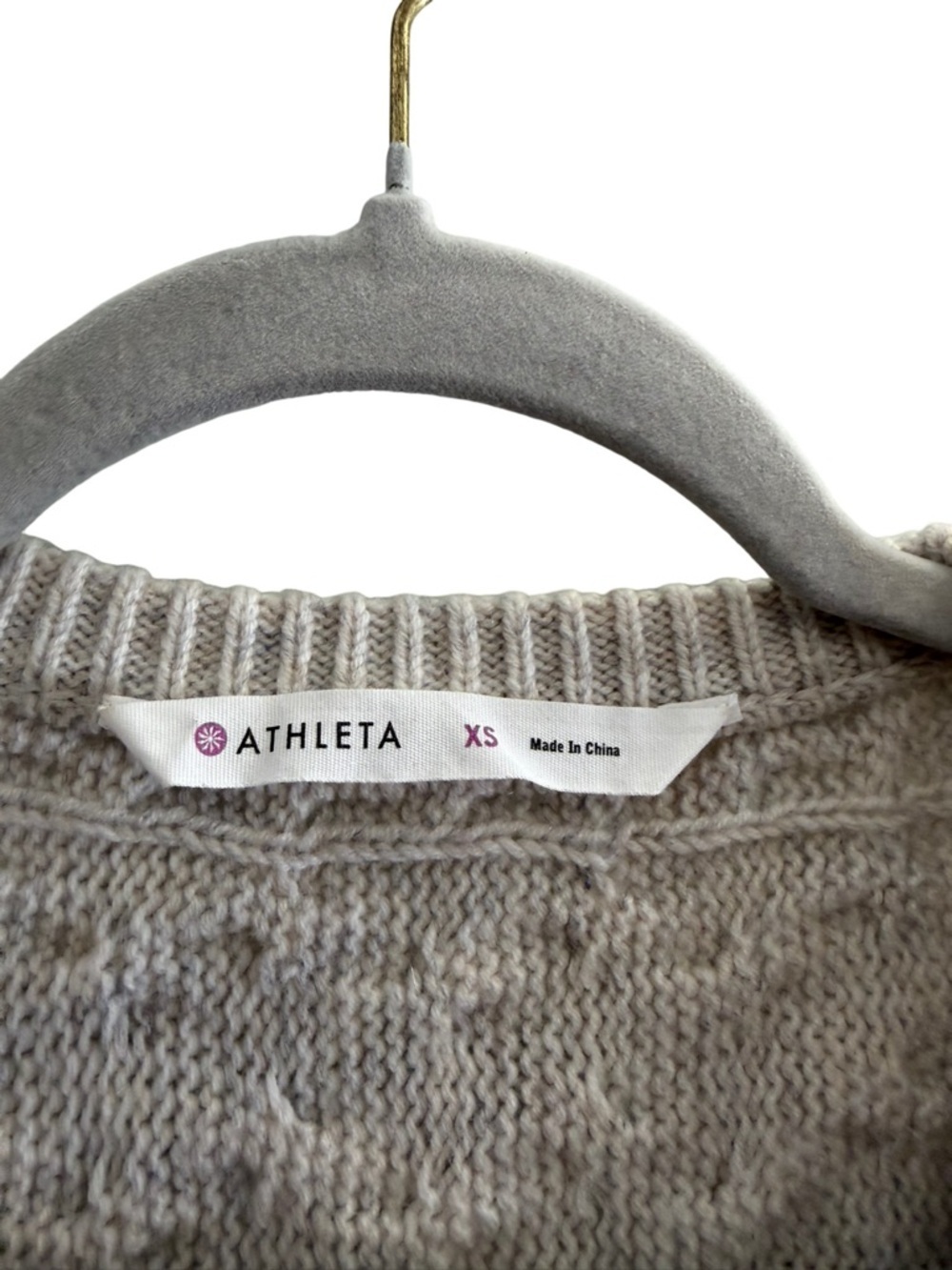 ATHLETA Asymmetrical Cable Knit Wool Cashmere Sweater Size XS Beige - Picture 10 of 10